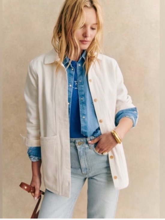 Sezane Jackets & Blazers - SEZANE Ecru Denim Will Jacket Size medium